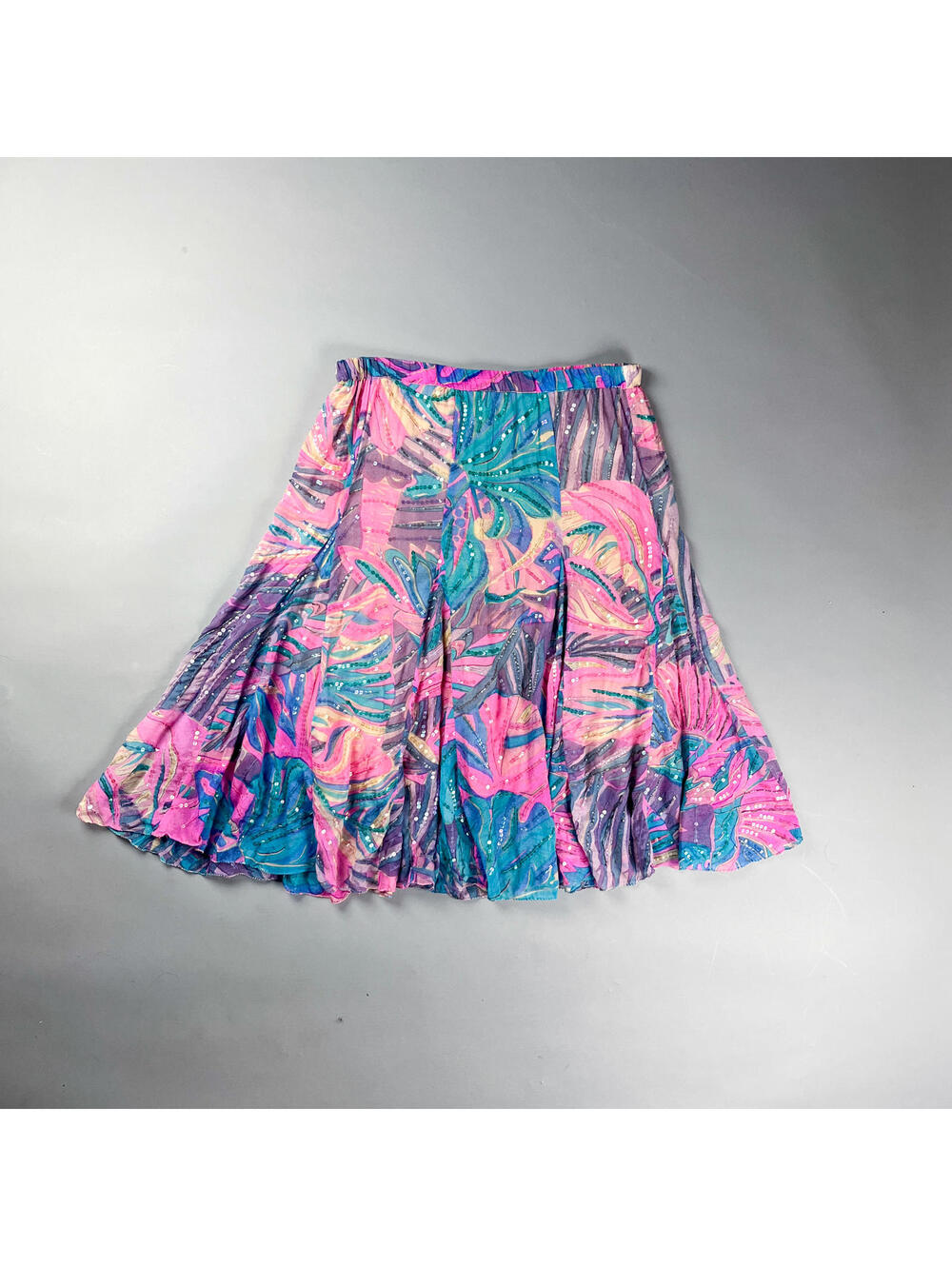 Y2K Pastel Multicolour Sequin Flared Flowy Skirt
